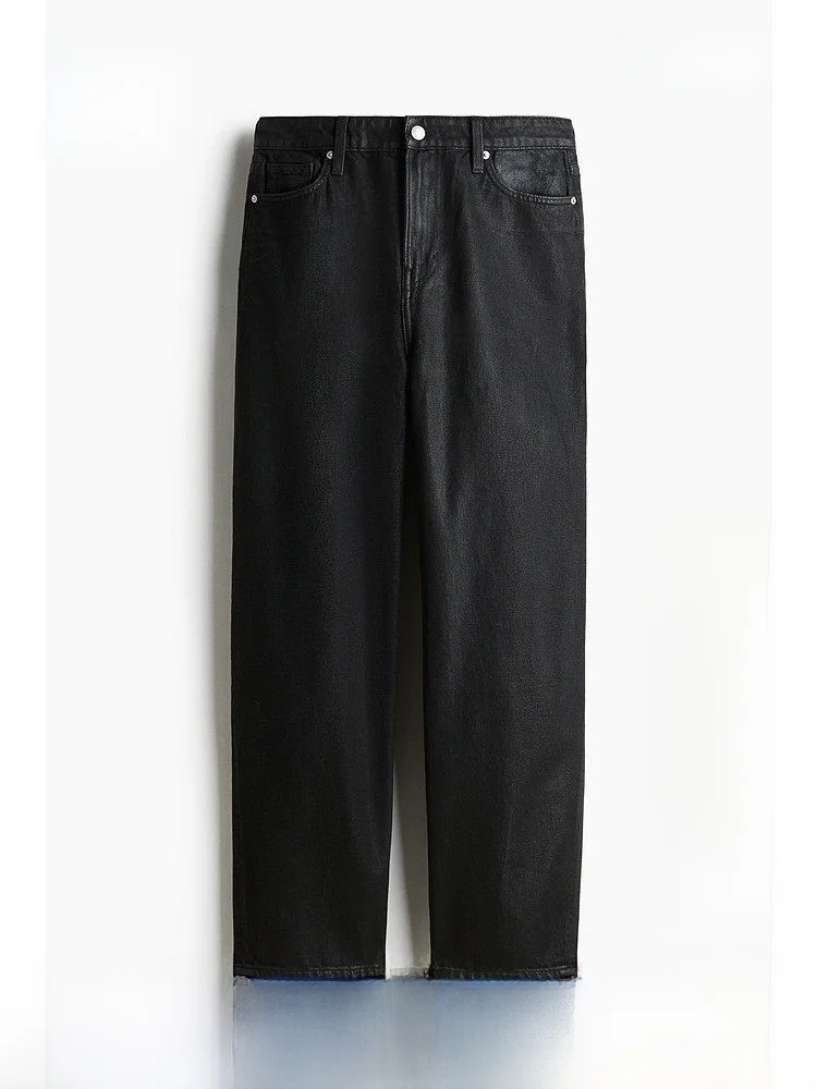 

High Waist Loose Fit Lantern Leg Jeans Women's Summer Denim Pants H&M Cotton 100% Long Pants Lantern Leg Design