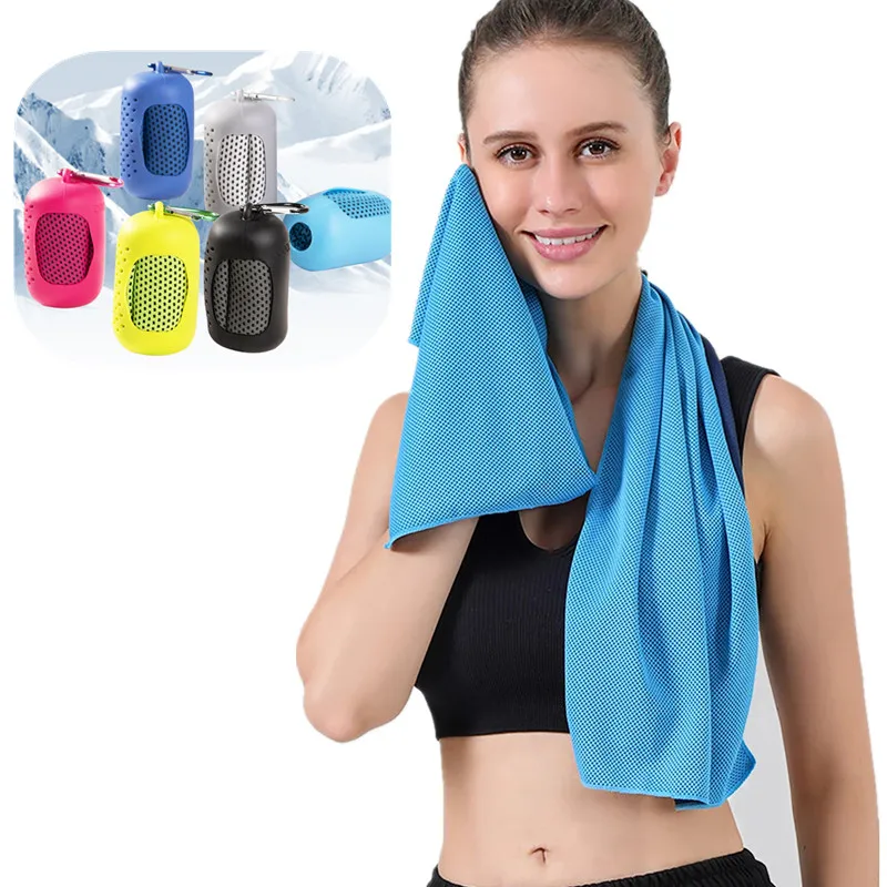 Cold Towel Circular Silicone Wrapped  Cooling Towel Quick Drying Microfiber Towels Beach Accessories Towel Sport Fitness