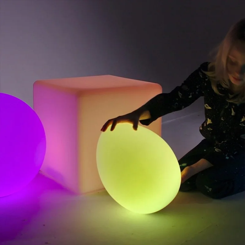 Sensory Emotion Shape Interactive Light Ball Light Emitting Diode Egg Lamp Cube Box Autism Calming Light Toy