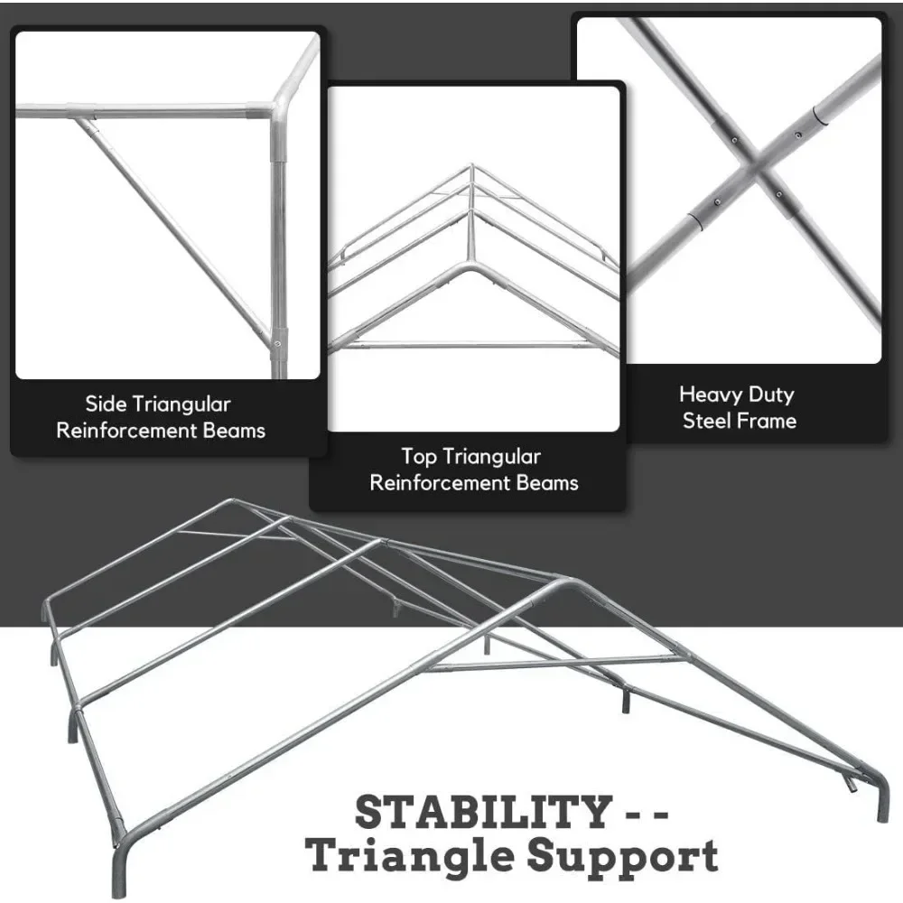 #For 10x20 ft Heavy Duty Carport Car Canopy with Removable Window Sidewalls, Portable Garage Tent Boat Shelter&
