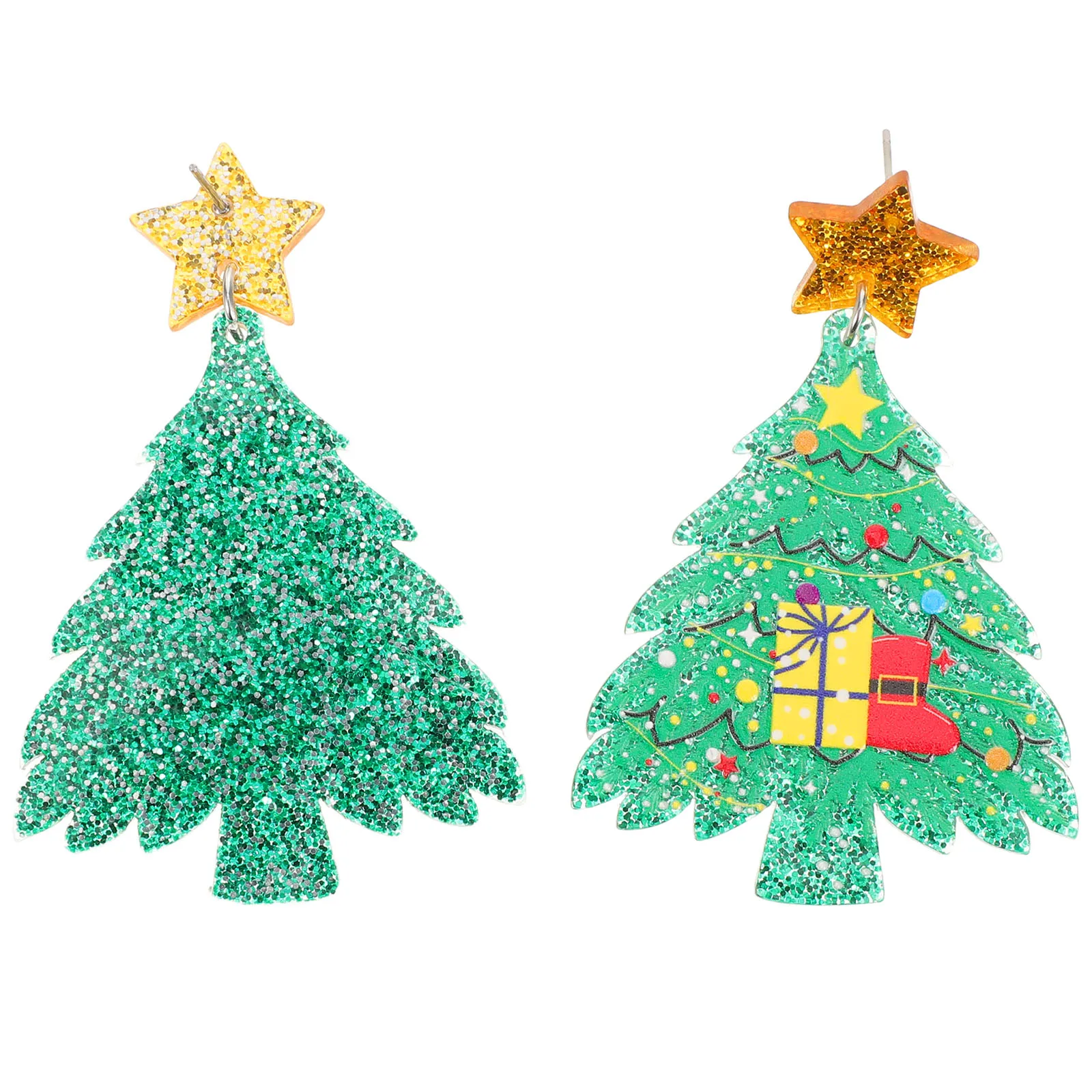 1 Pair Christmas Drop Colorful Light Bulb Cute Lightweight Acrylic Dangling Stud Holiday Jewelry For Women Sparkling Xmas Tree