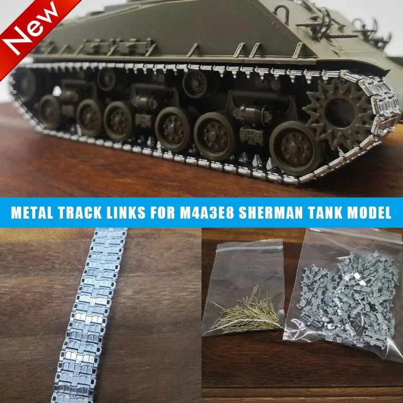 

Металлические звенья гусеницы в масштабе 1/35 для модели бака M4A3E8 Sherman с металлическим штифтом