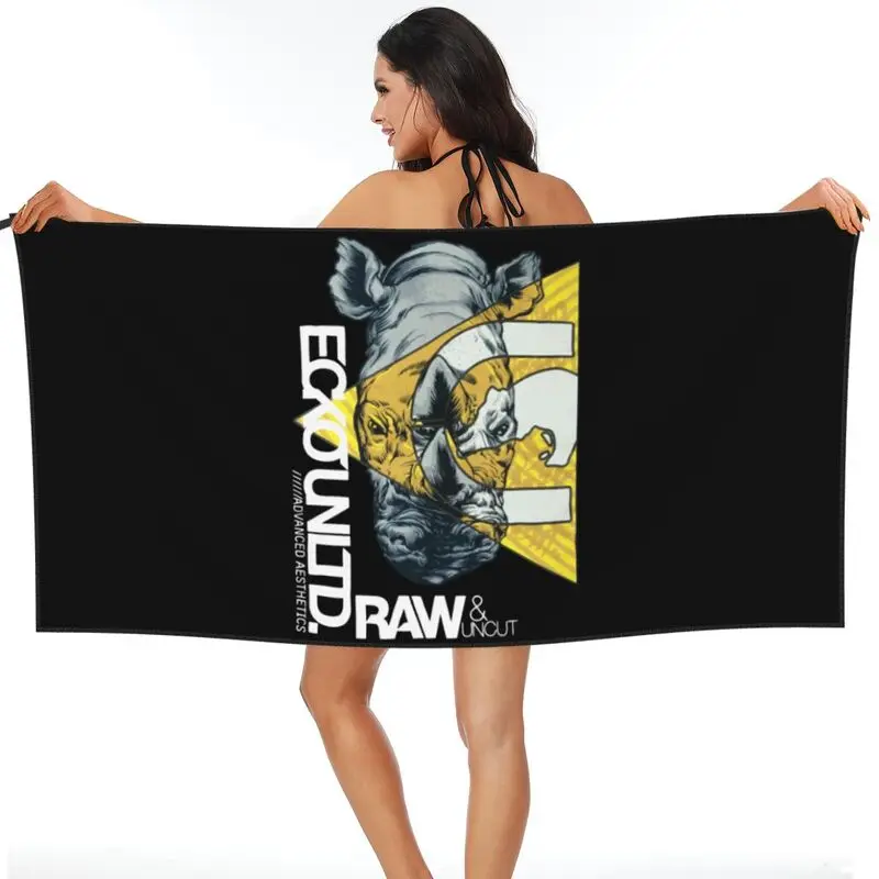 Ecko_Unltd Raw & Uncut Rhino Shiny Letter Quick dry Towel Surf Travel Swimming Bath Towel Sports Towel