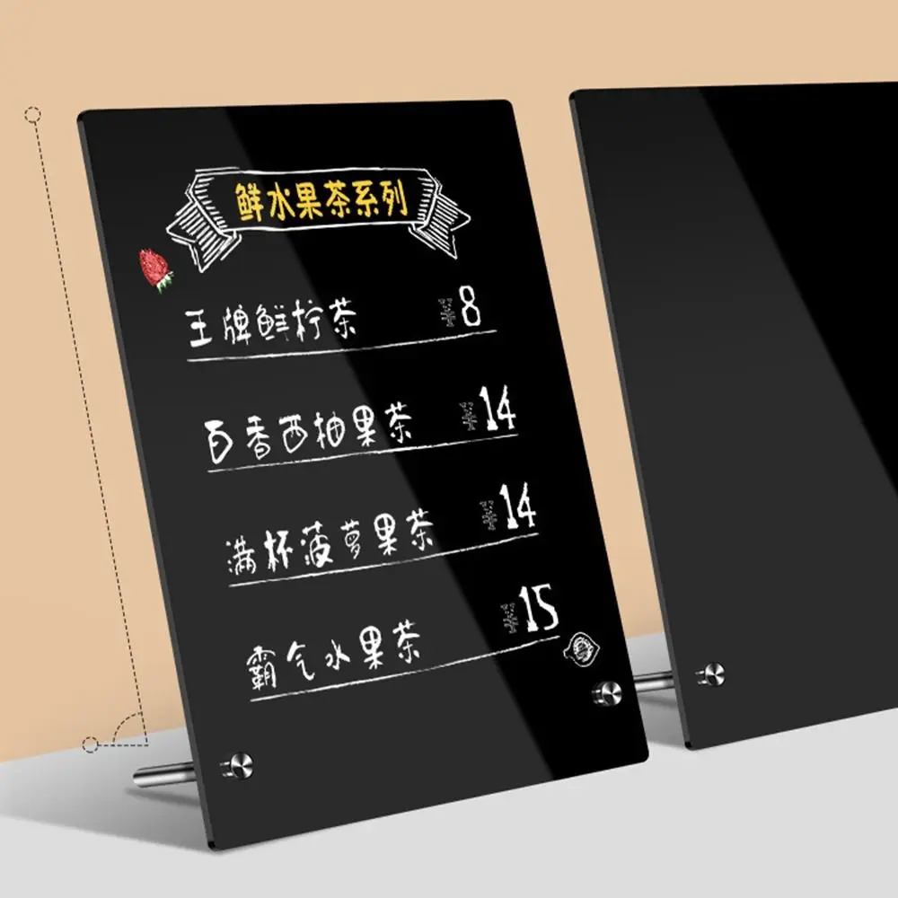 Portable Acrylic Desktop Message Board DIY with Metal Bracket Drawing Board Vertical Desktop Stand Office Home Desktop Ornament