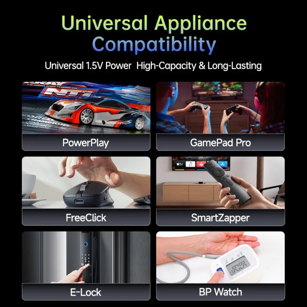 NOHON Rechargeable Battery AAA 1300mWh/AA 3600mWh 1.5V for Toy Game Console Mouse Remote Control Doorbell Blood Pressure Monitor
