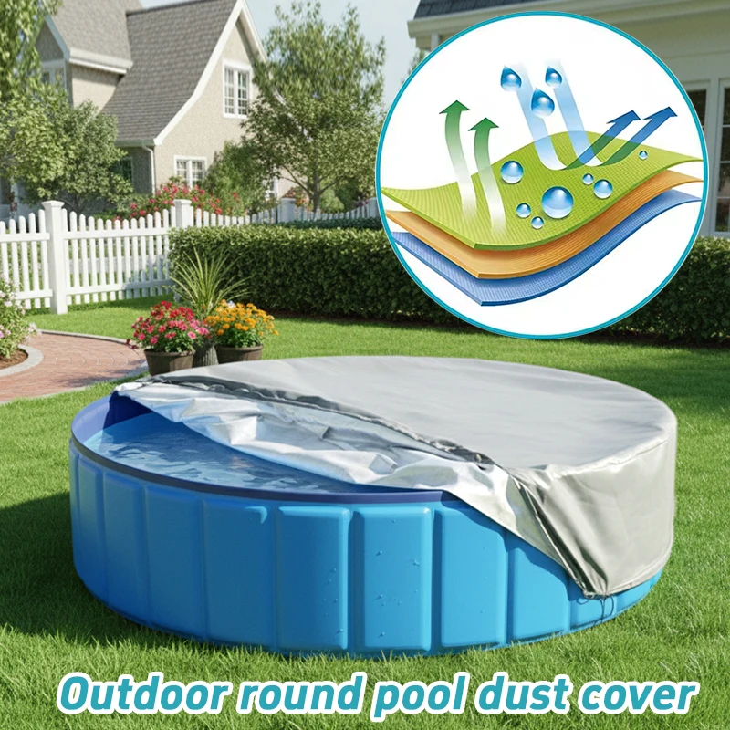 Portable Waterproof Foldable Round Pool Cover Dustproof Insect Resistant for Inground Pool Protector Dust Cover Boat Accessories
