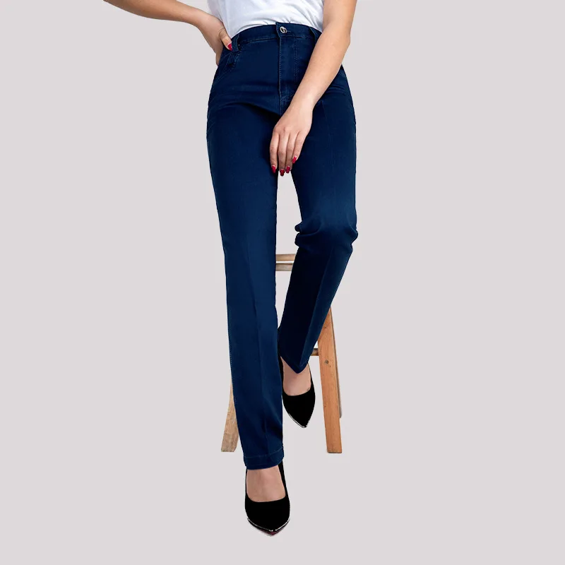 

New Spring/Summer Women's Jeans Straight Barrel High Waist Elastic Casual Pants Comfortable Mom Pants