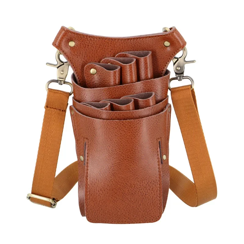 Professionelle 6-Tasche Rindsleder Haar Schere Tasche Haar Schere Lagerung Halter Friseur Scheren Halter Tasche Barber Salon Werkzeug