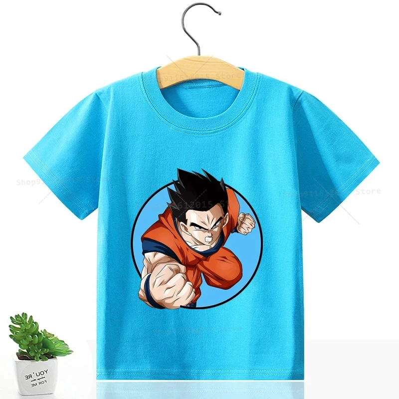 Miniso Dragon Ball T-shirt odpowiedni dla dzieci i dorosłych Cartoon Baby Clothing Monkey King Anime Print Short Sleeve T-shirt