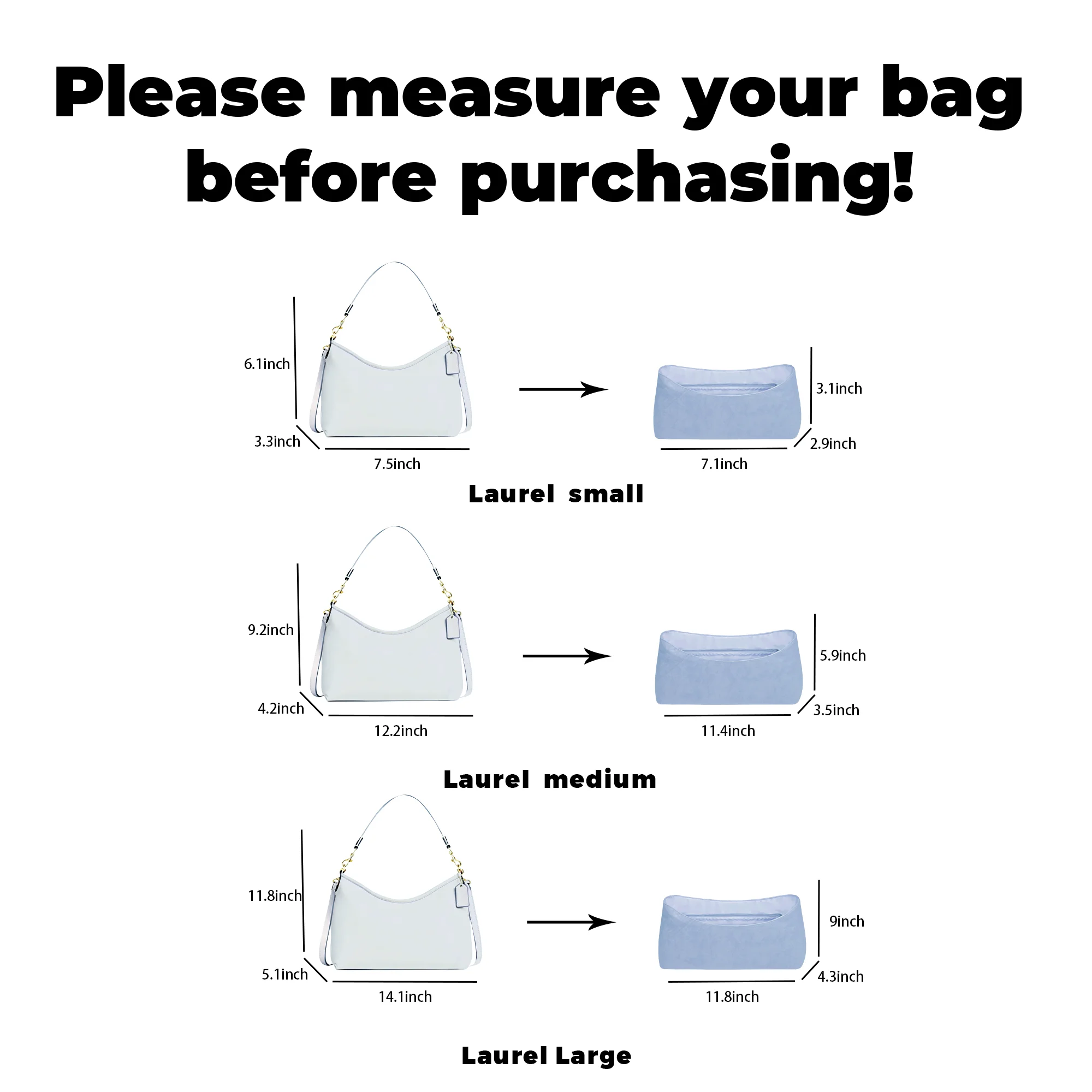 DGAZ Lightweight-Purse Organizer Insert for Coach Laurel Bag,silk and DupontPaper handbag inner for Luxury Bags