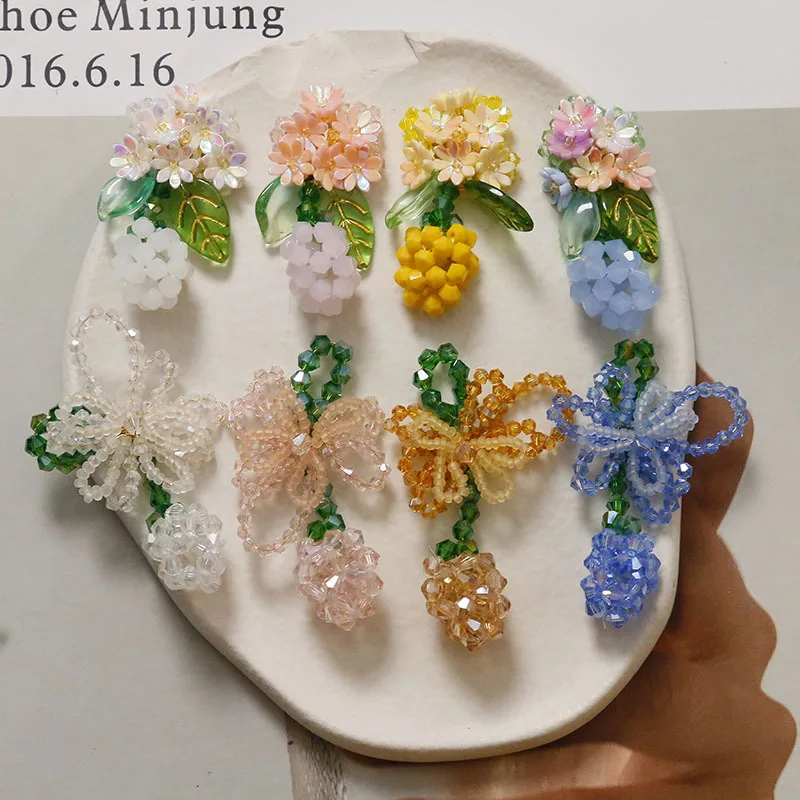 Shoe Clips 1 Piece Colorful Flower Green Berry Bow Long Dangle for Clogs Summer Sweet Crystal DIY Premium Lightweight Elegant