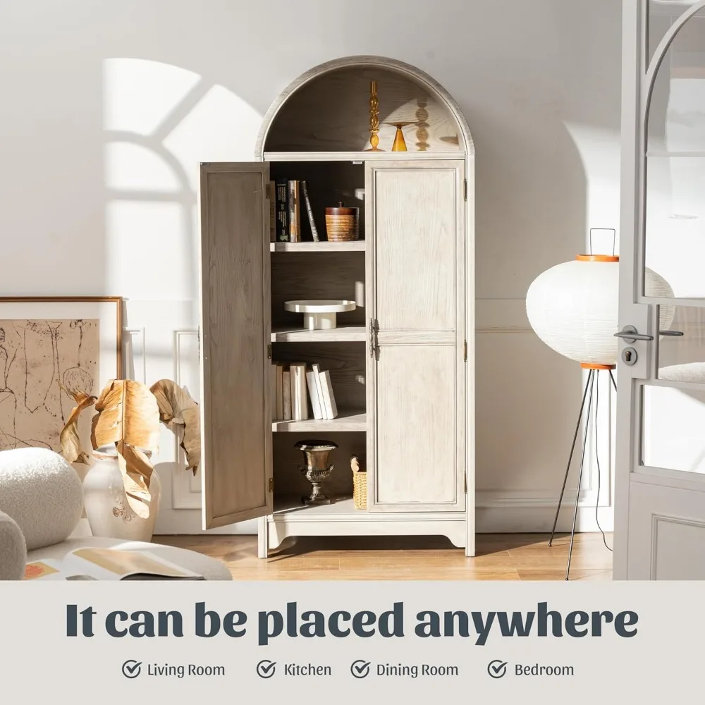 خزانة تخزين مقوسة من الخشب الصلب - قشرة خشبية طبيعية وطلاء مائي - عتيق بطول 71 بوصة وطول 5 طبقات #5