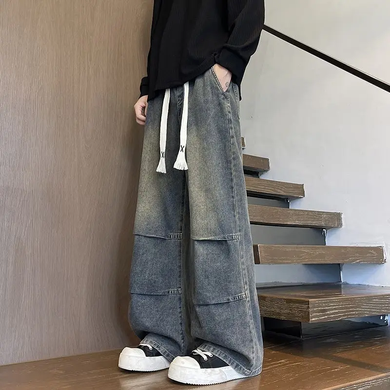 Teen Boys Baggy Jeans Men Loose Fit Denim Pants 2026 New High Street Hip Hop Style Long Trousers Male Clothing