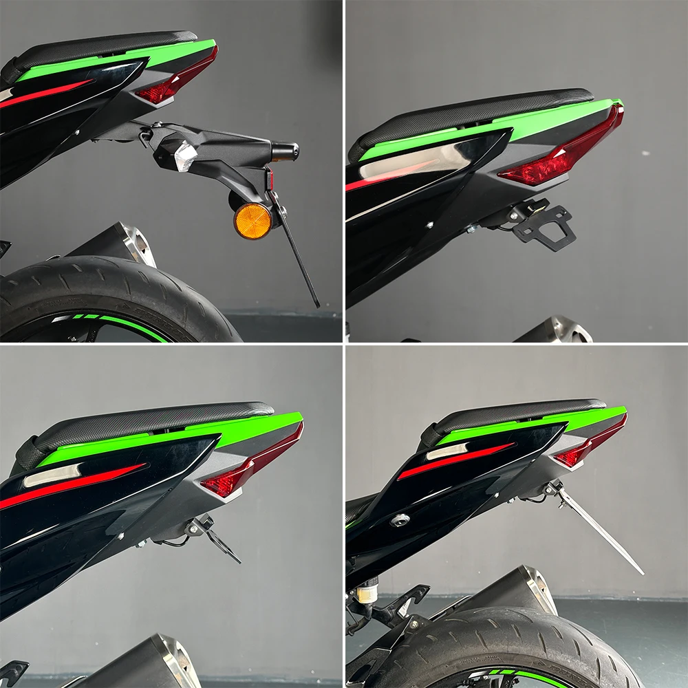 2018-2024 Z400 Z300 Z250 Tail Tidy Staffa targa pieghevole Supporto di registrazione per Kawasaki Ninja 250 400 EX400 EX250