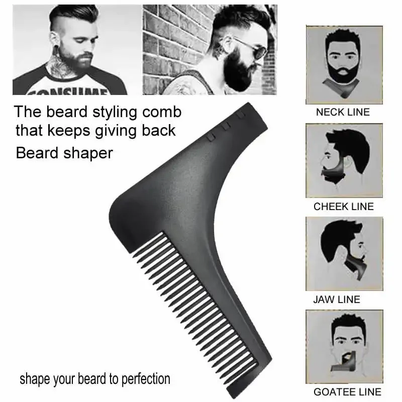 Innovative Design Beard Shaper Trimming Tool Inbuilt Comb Men Facial Hair Shaping Shaving Accessory