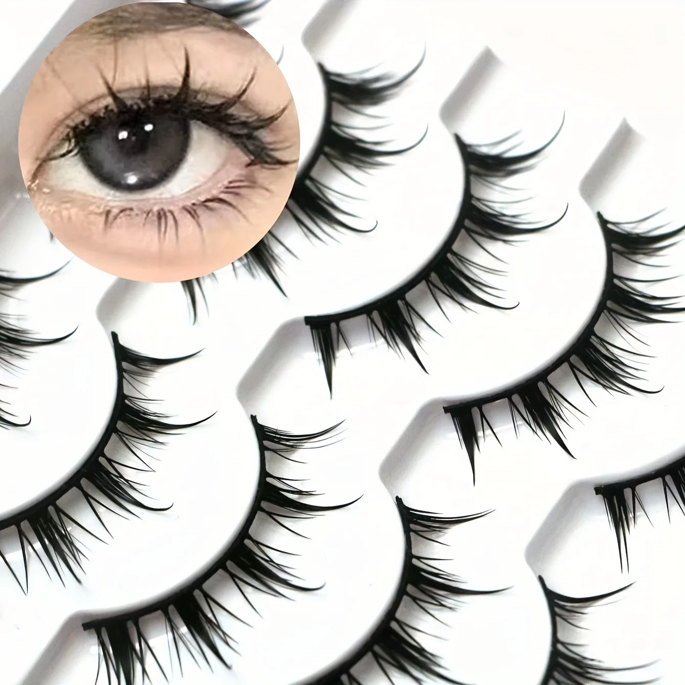 5 أزواج من الرموش الصناعية على طراز الرسوم المتحركة، رموش صناعية على شكل شيطان دراماتيكي على شكل رسوم متحركة على شكل حرف D منحنية