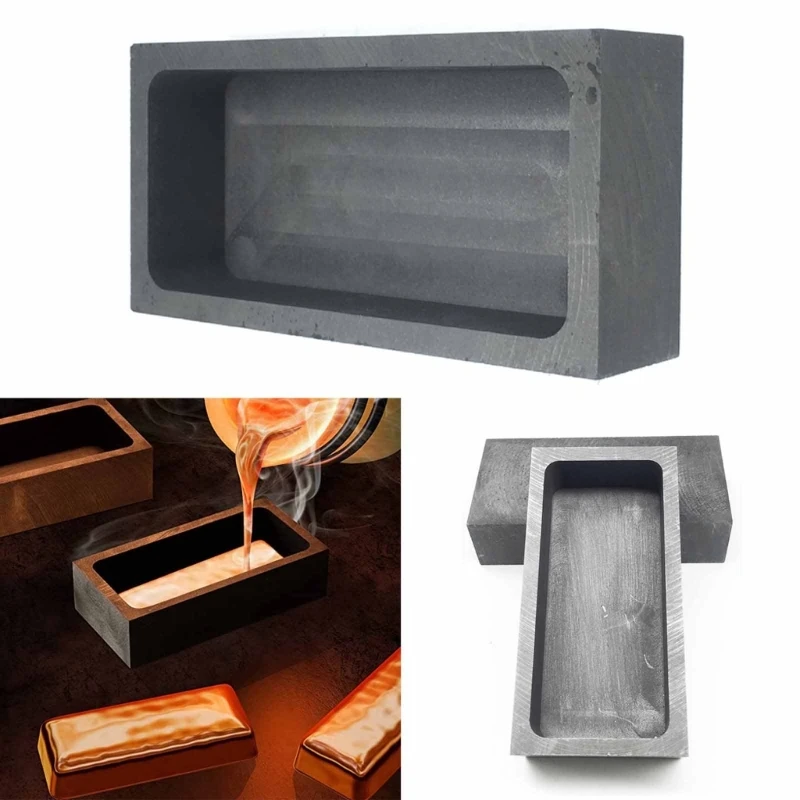 Reusable Ingot Casting Mould Gold Silver Graphite Ingot Mold Rectangular Graphite Crucible for Melting Casting  Dropship