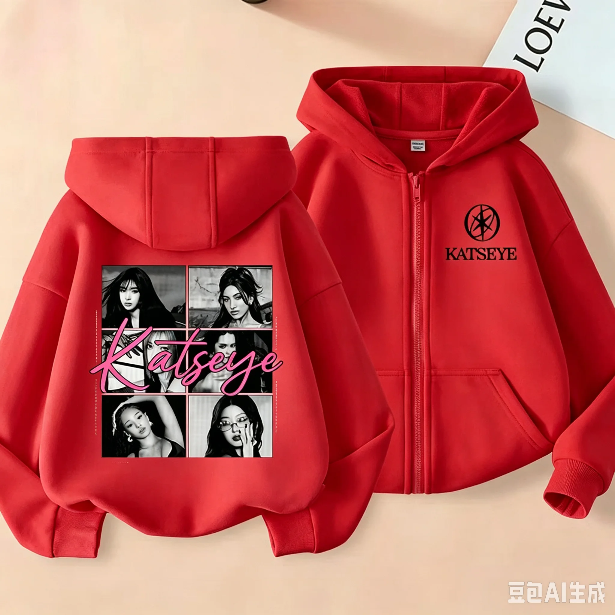 Fashion Girls Clothes Girl Group KATSEYE Zipper Hoodie Boys Fashion Hooded Sweatshirt 2026 New Kids KATSEYE Zip UP Casual Tops