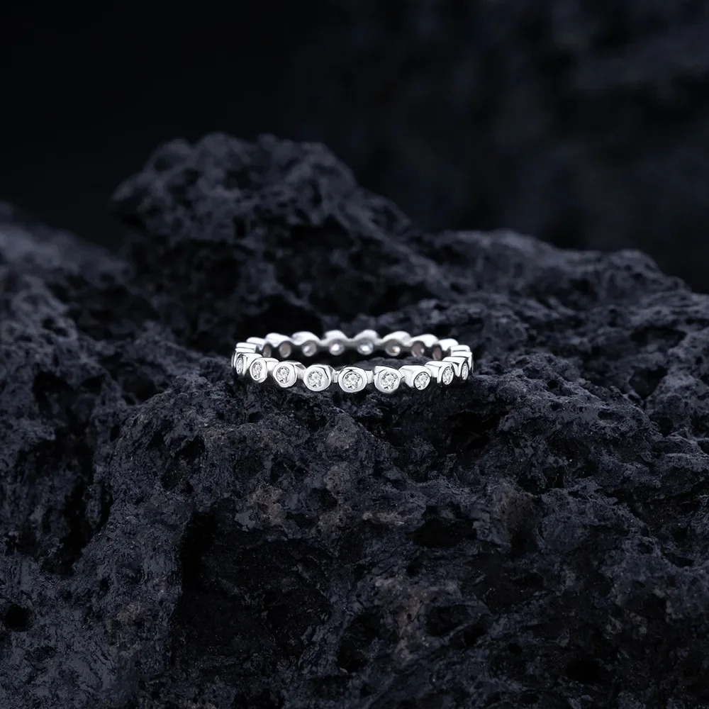 

Новый комплект из чистого серебра S925, однорядное круглое кольцо с цирконом для женщин, персонализированное многослойное стильное кольцо, свадебные украшения