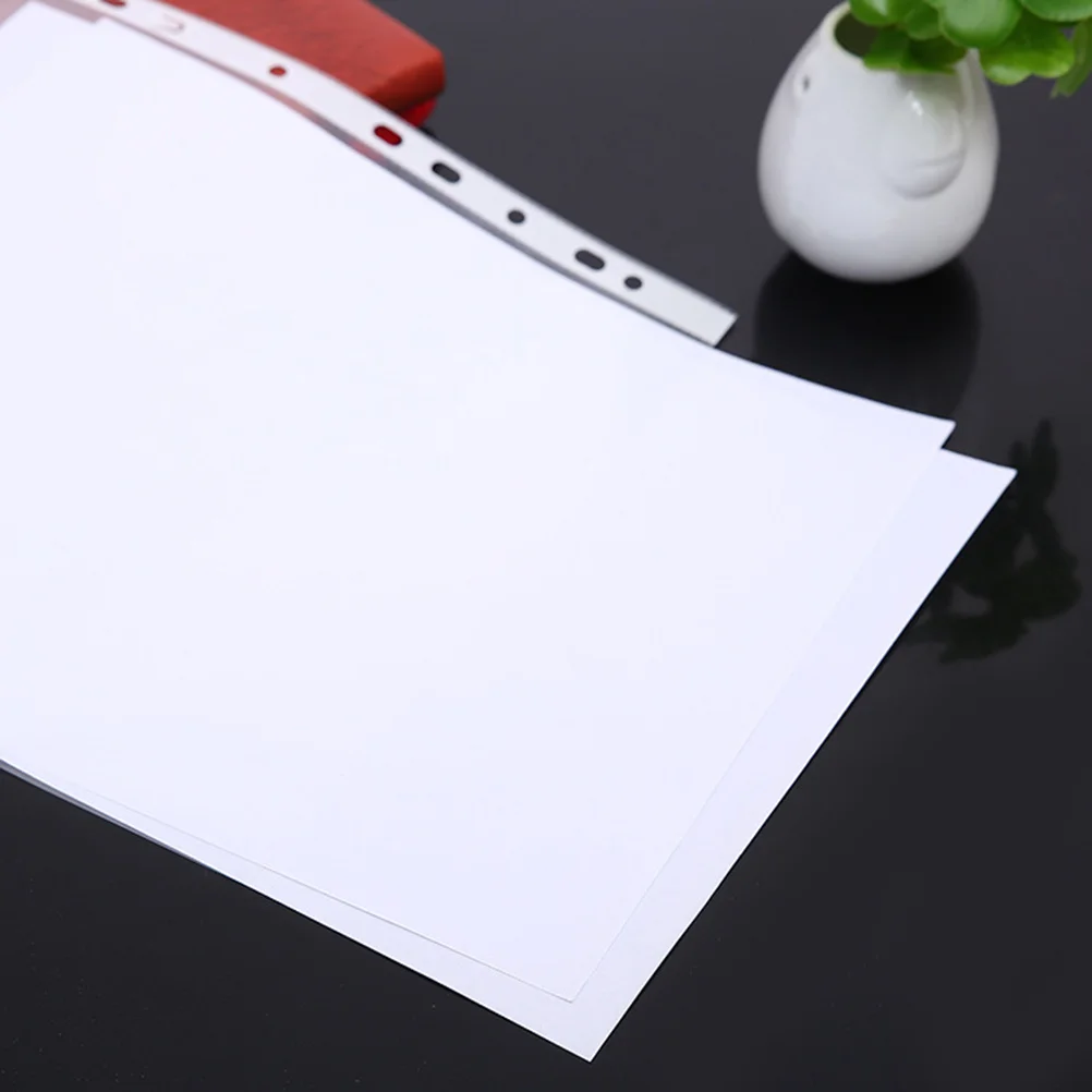

200Pcs File Bags Clear Hole Punched Sheet Protectors PP Material Eco Friendly Suitable for Binders Non Static