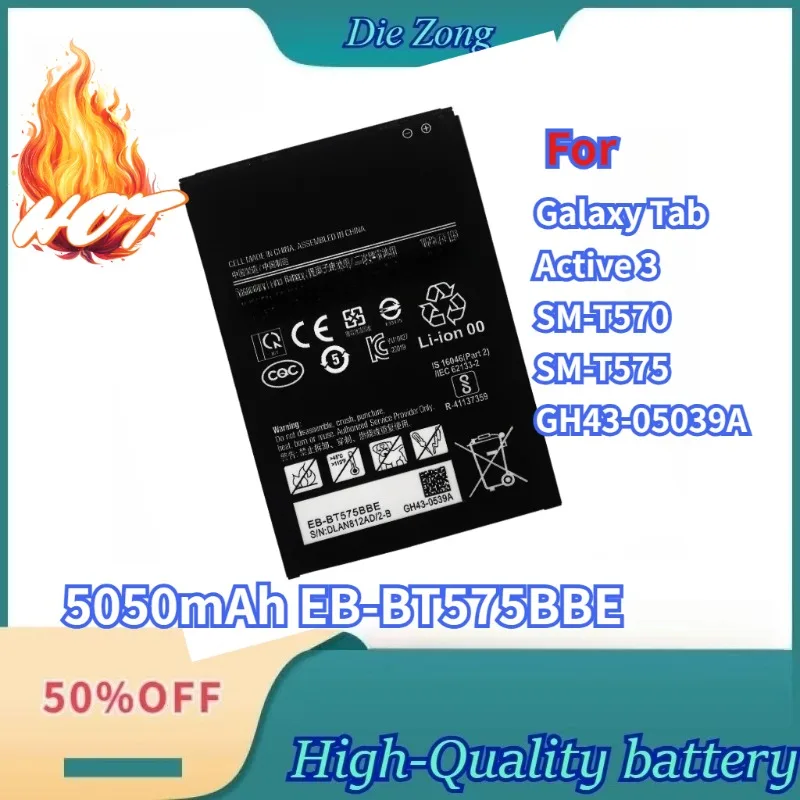 

New For Galaxy Tab Active 3 SM-T570 SM-T575 GH43-05039A Mobile Phone Batteries 5050mAh EB-BT575BBE