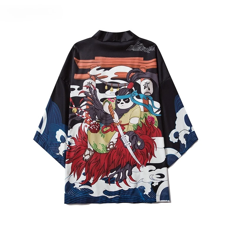 2025 الصيف فضفاض أسود موضة جديدة Harajuku اليابان كيمونو الخارجي الساموراي النساء والرجال كيمونو الملابس ملابس خارجية