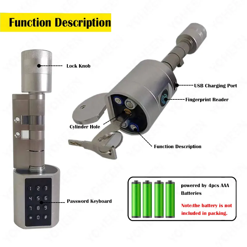 Imagem -05 - Tuya-senha de Impressão Digital Smart Cylinder Lock Key App Bluetooth Conectado Gateway Desbloqueio Remoto para Europeu Lock Mortise