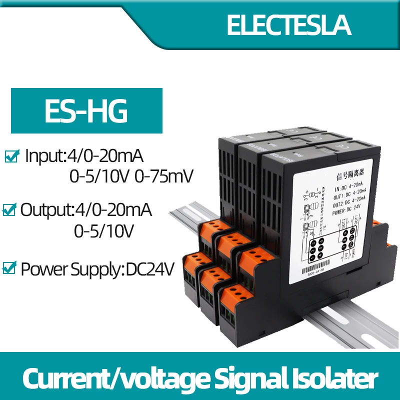 Plug-in Type Current/voltage input isolator 4 to 20mA 0-10V Analog Isolator Transmitter 75mV Signal Converter 0-5V