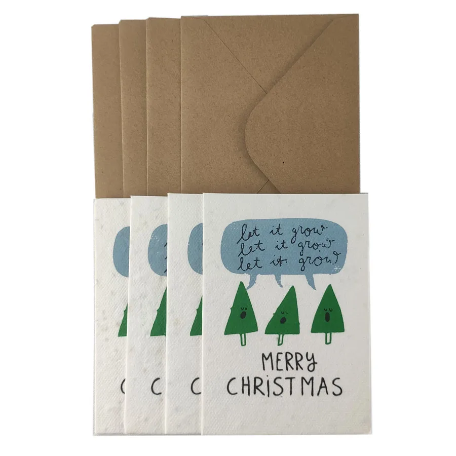 24 Christmas Holiday Greeting Cards, plantable seed paper handmade Cute Designs card with Envelopes