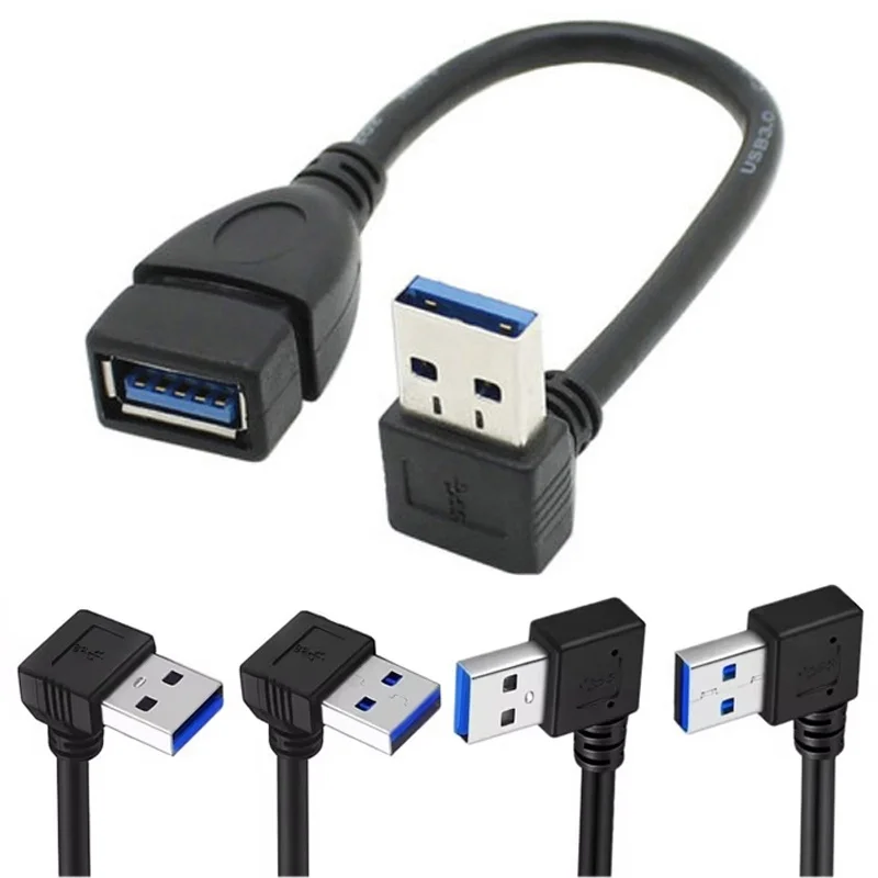 USB 3.0 Male to Female USB 3.0 Right /Left /Up /Down Angle 90 Degree Extension Cable Adapter USB Cable Extension Cord For Laptop