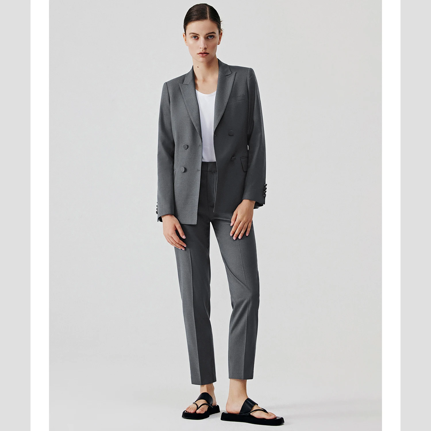 

Allingentle Women's 2 Piece Set Fashion Double-Breasted Women Pantsuit for Daily Business Office Outfits Customize