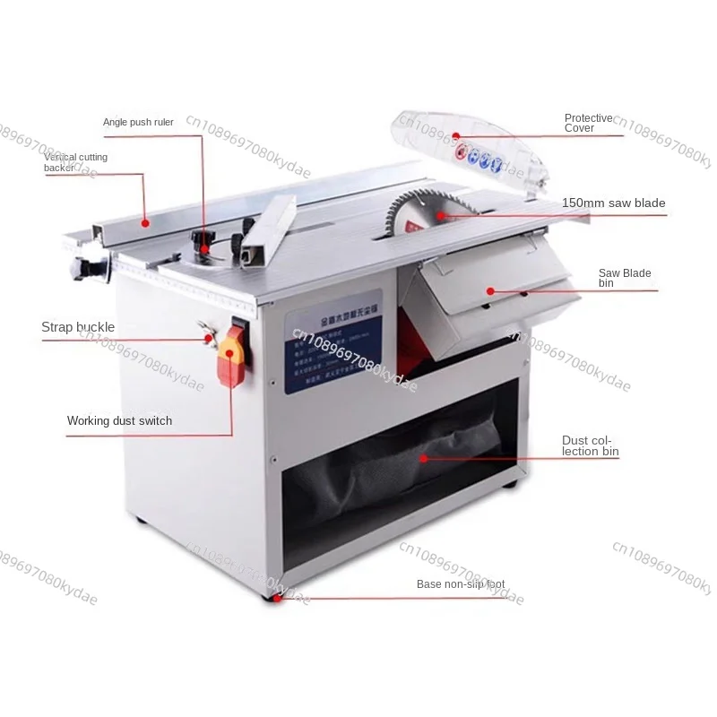 B26 Adjustable Speed Electric Table Saw,Dust-Free Sliding Miter Saw Woodworking Cutting Tool for Floor Work