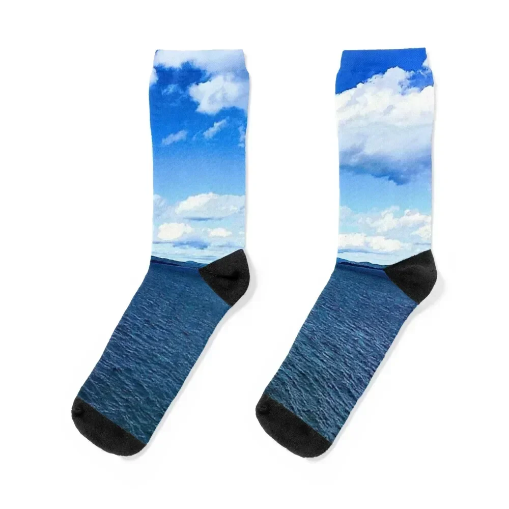 Lake George, NY scenic vista Socks with print FASHION basketball Women's Socks Men's