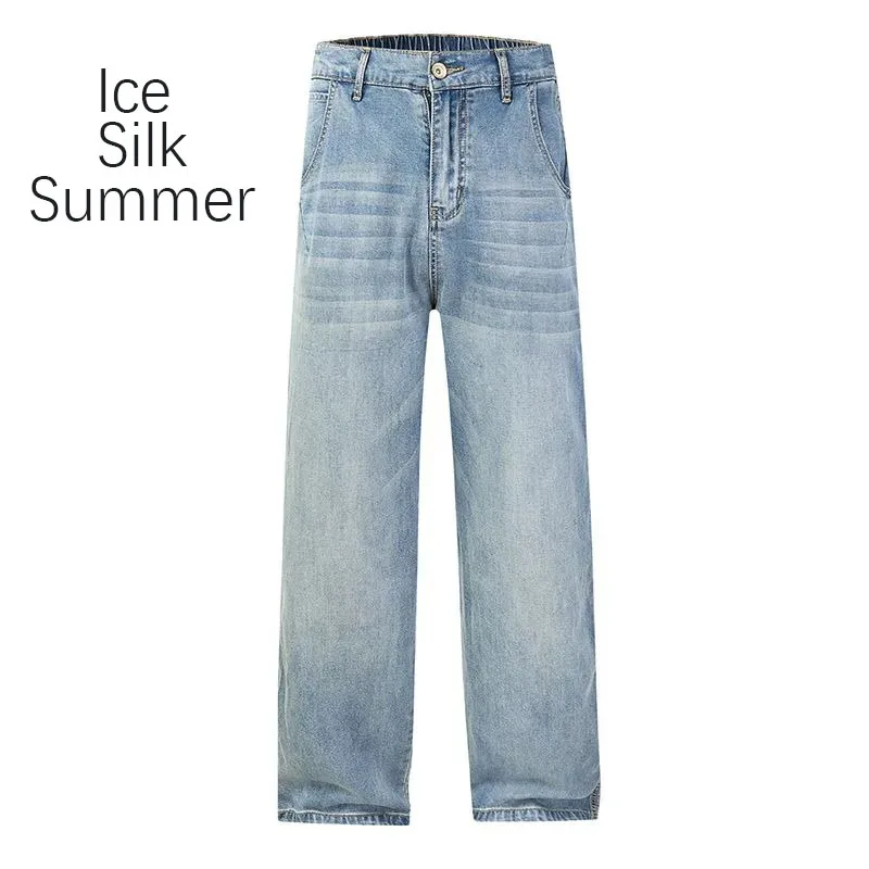 

Лето 2024, новые мужские джинсы, подростковые джинсы, мужские брюки, джинсы, мешковатые брюки, мужская мода, мужские тренды, уличная одежда, корейские мужчины