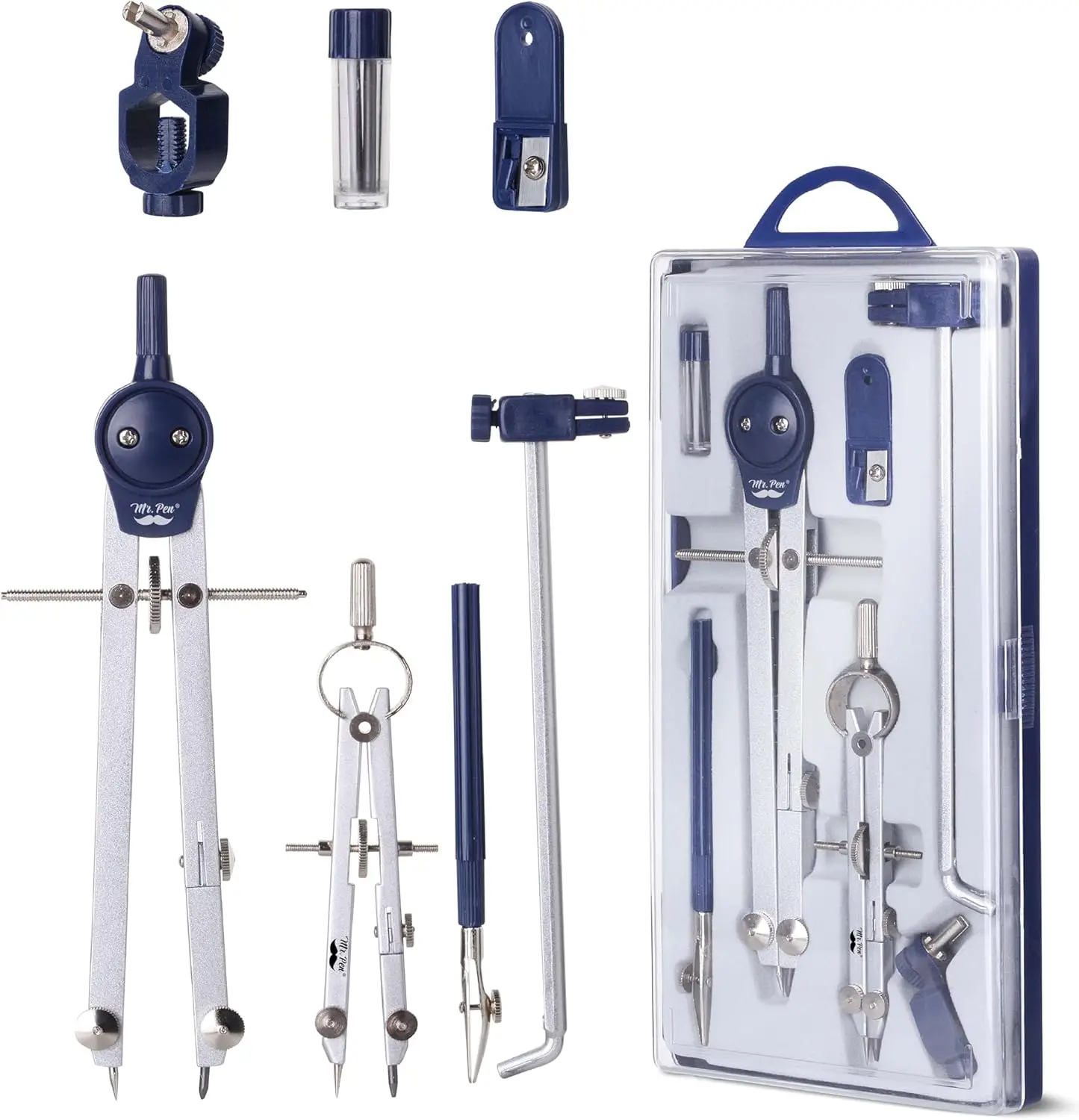 

Профессиональный геометрический набор с металлическим циркулем, 7-предметный набор прецизионных инструментов в ударопрочном футляре для черчения и рисования