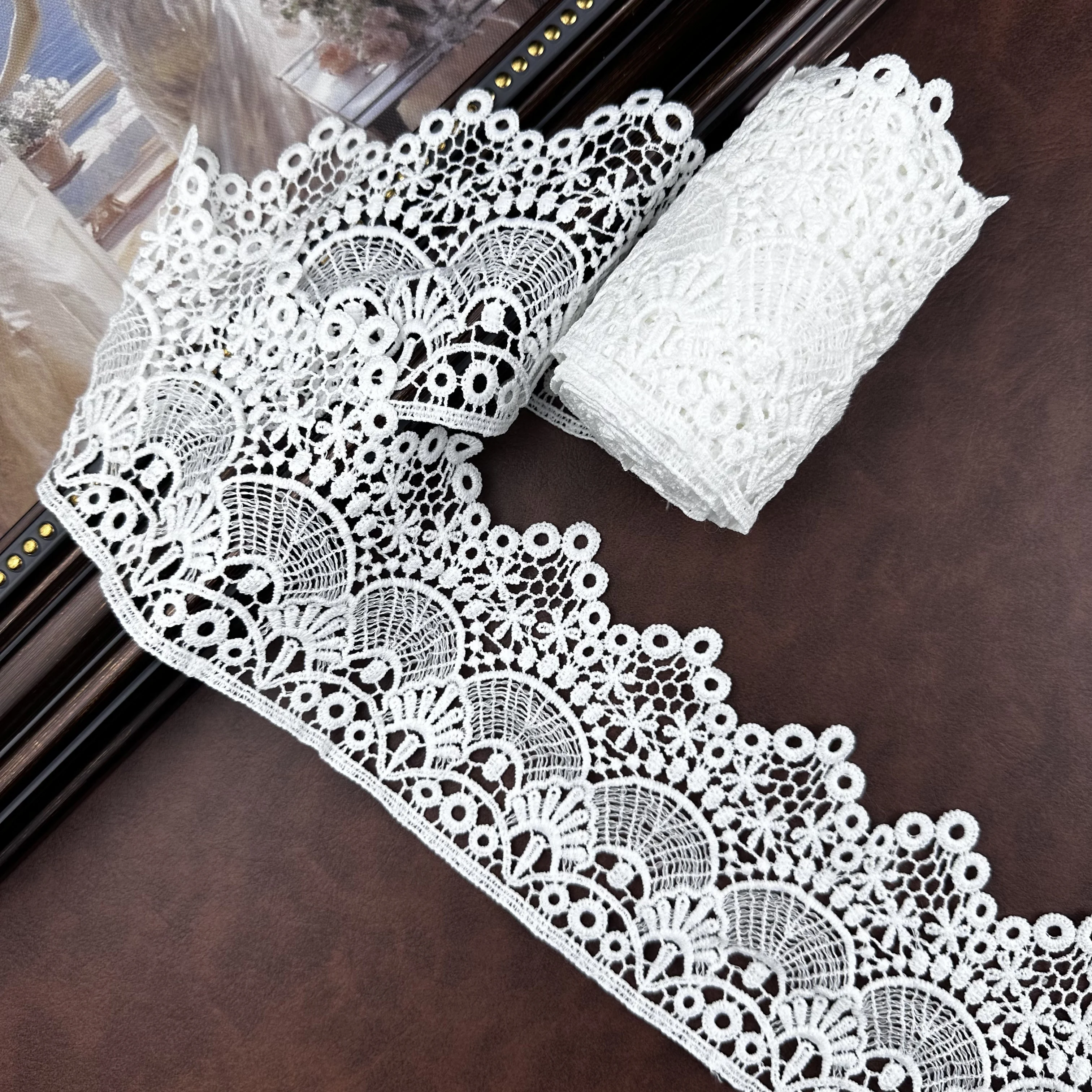 15 Yards of Vintage Embroidered Lace Trim, Width 4.02inch ,15/10/5/3/1 Yards Suitable for Curtains, Tablecloths, Sofa Covers, Bridal Wear, DIY Crafts and Accessories, Luxurious Thick Soft Elastic Lace Trim |   High-Qua