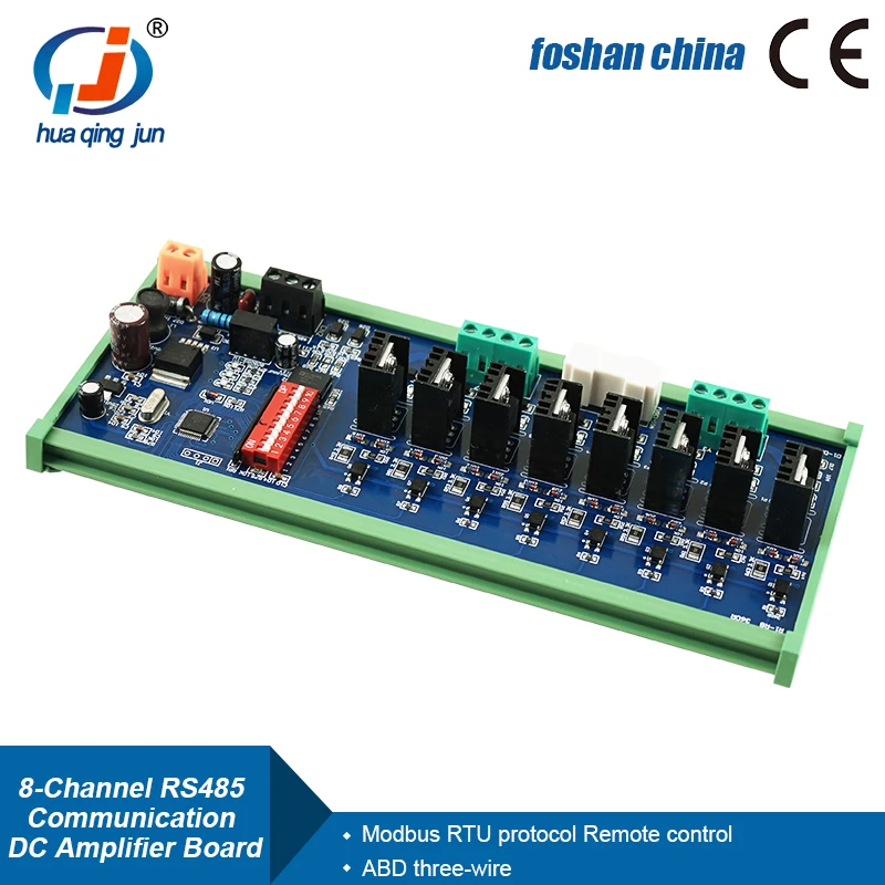 Huaqingjun 8-Channel RS485 comunicación PLC DC placa de expansión Modbus RTU protocolo para automatización