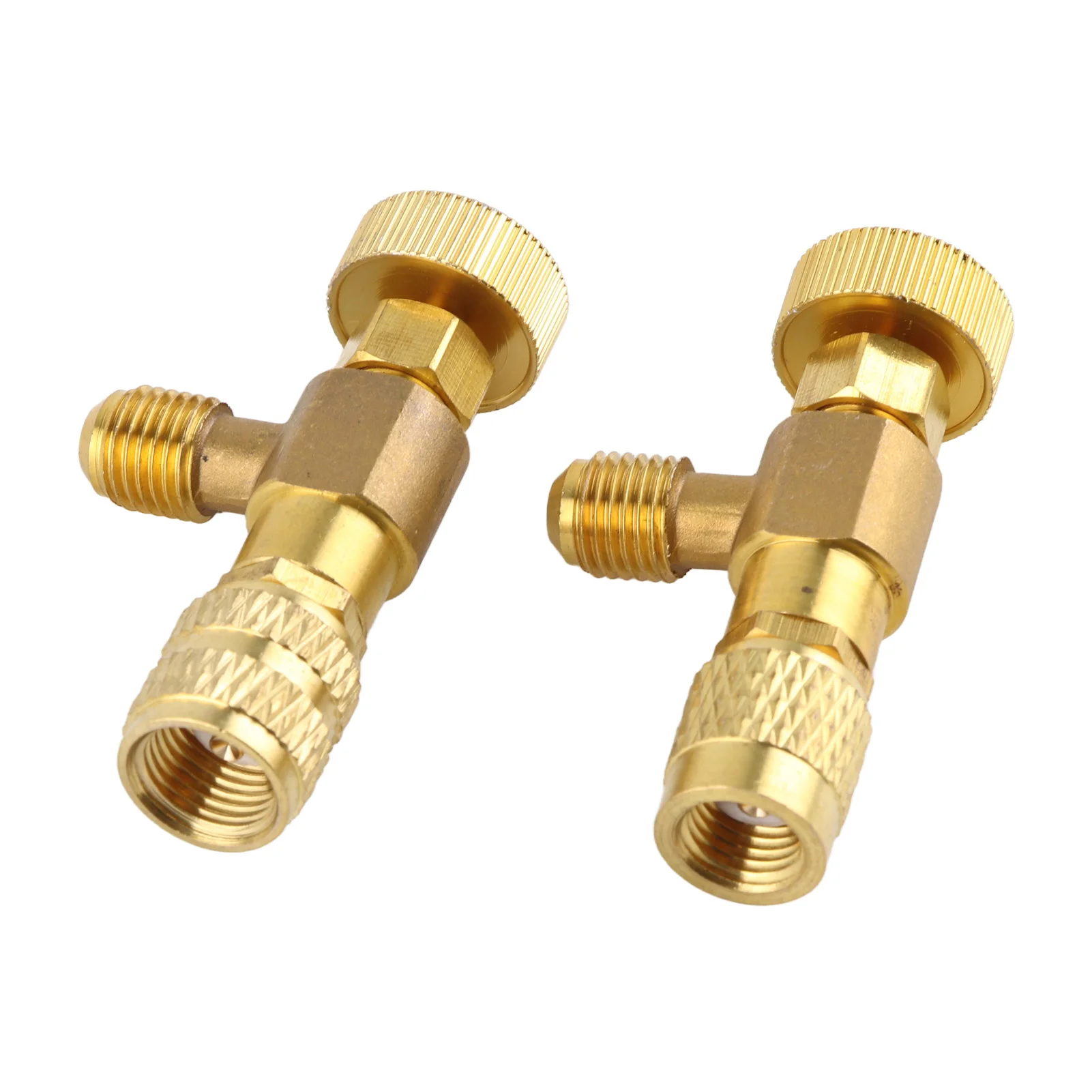 Brass Made Refrigerant Liquid Safety Valve With Standard 1/4 Inch Port, Universal Safety Adapter Fits R22 & R410A For Air Condit