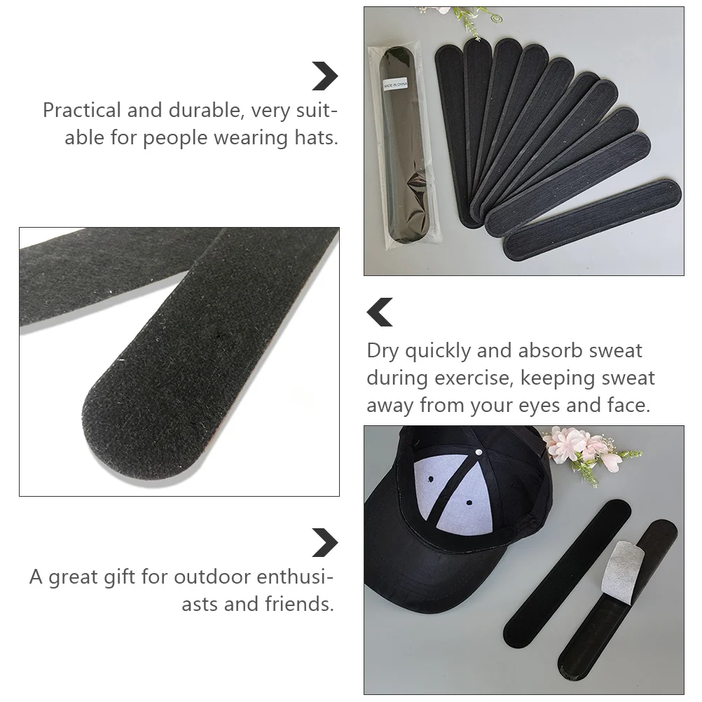 

20 Pcs Hats Sweat Pad Summer Liner Perspiration Liners for Men Black Sweatband Patch