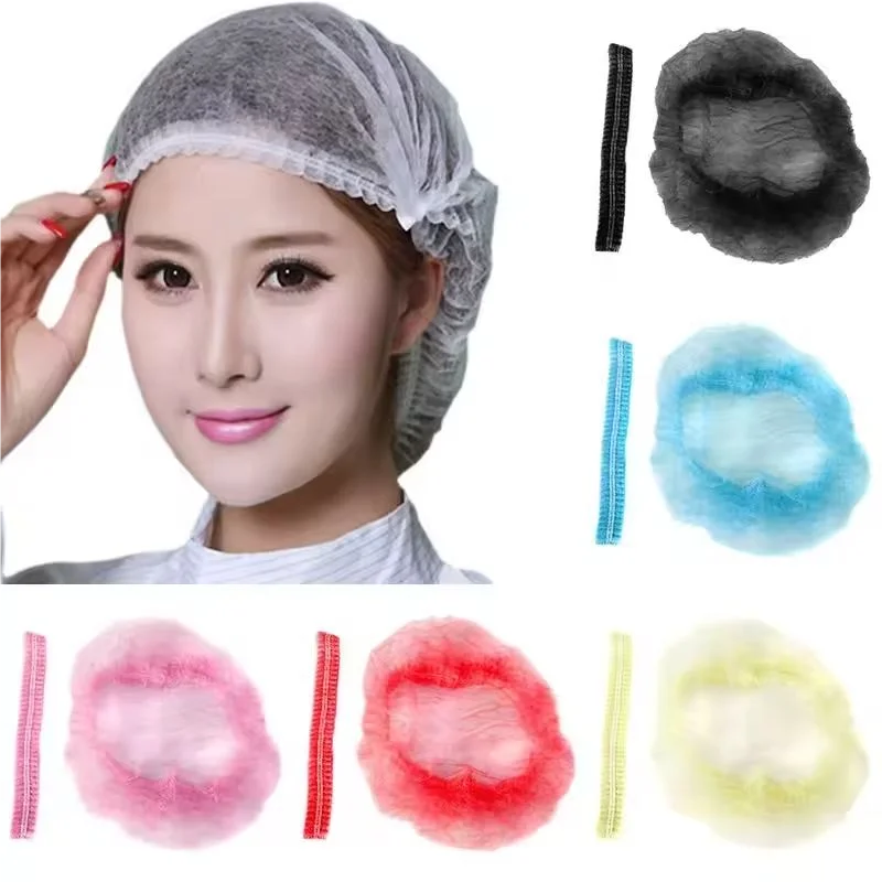 

100PCS Disposable Non Woven Fabric Makeup Hair Net Cap Sterile Hat Chef Catering Dust Strip Hat Bathroom Supplies