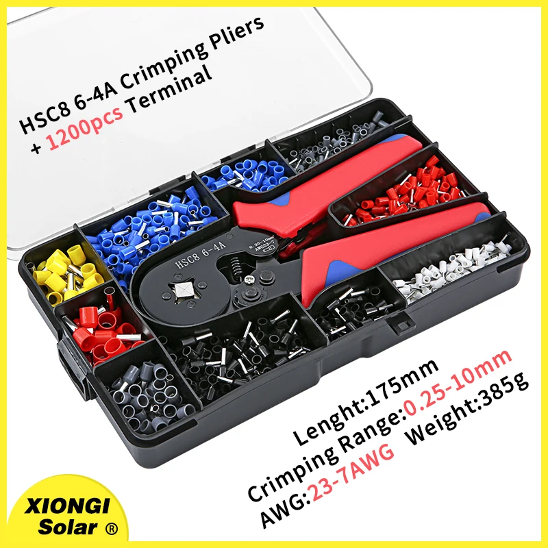 Crimping Pliers HSC8 6-4A Tubular Terminal Exquisite Storage Box Crimper Wire Mini Ferrule Crimps Tools Electrical Kit