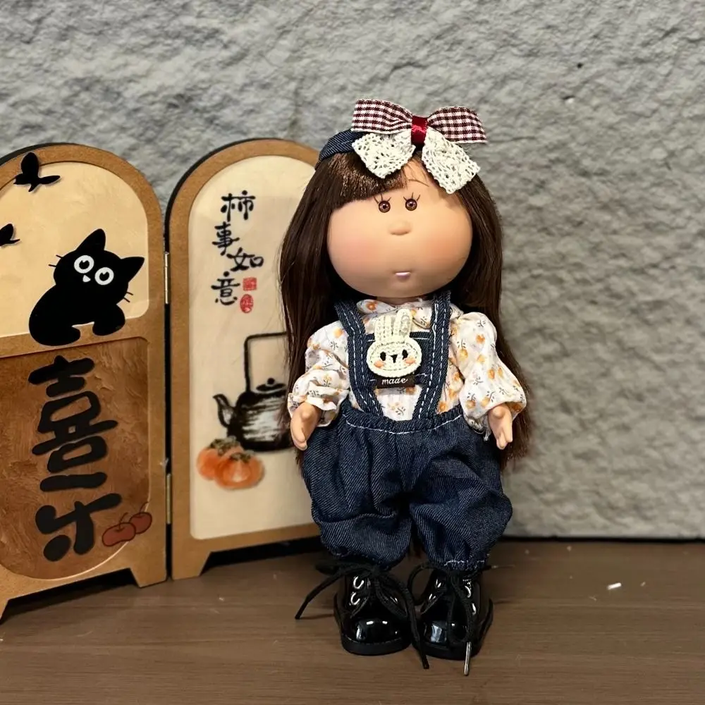 

Girls Curly Hair 24cm Bean Eye Vinyl Dark Skin Dress Up Mia Potato Movable 24cm Action Figure Body Accessories