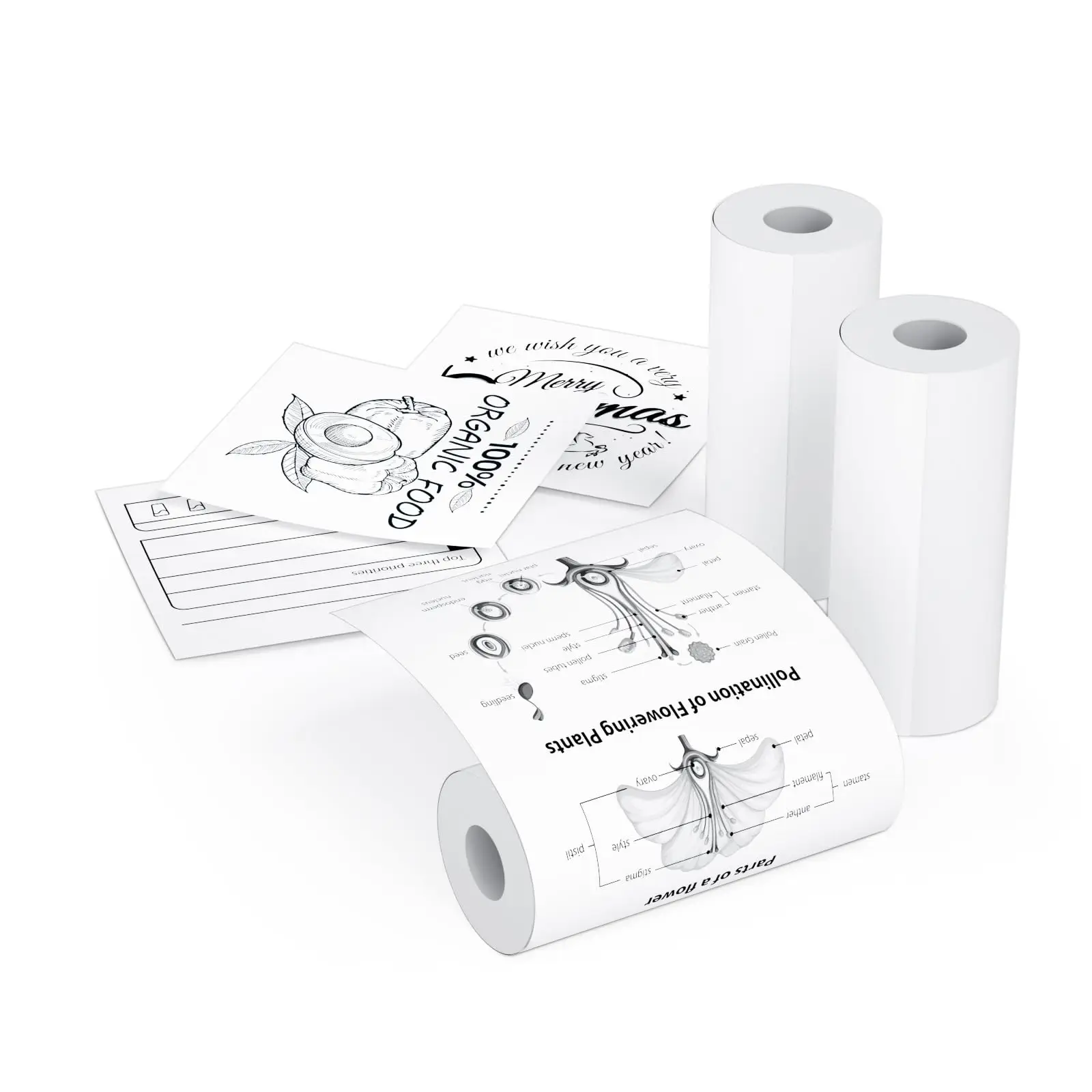 Papel térmico blanco no adhesivo para impresora de bolsillo, papel de impresora fotográfica de película, arte de bricolaje no adhesivo, 3 rollos, 57x30mm