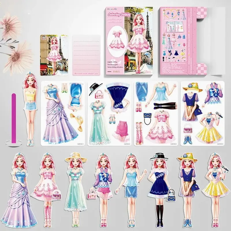 Dress Up Paper Doll Magnets Creative Princess Dolls Dress Up Paper Puzzles Set | Pretend Princess Magnetic Playset  For Girls