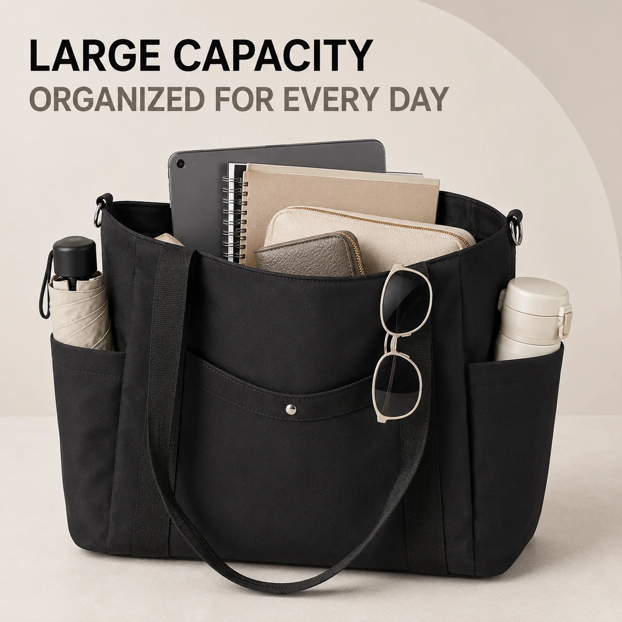 Large Capacity Women Tote Bag with Adjustable Shoulder Strap, Multi Pocket Water Resistant Work Travel Mommy Handbag