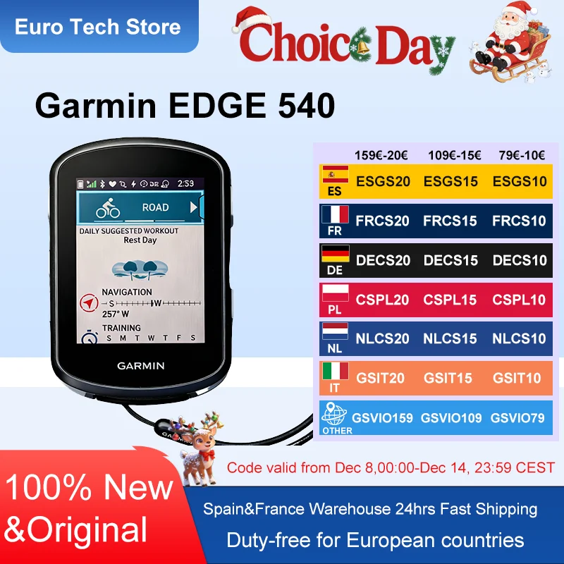 Ordinateur de cyclisme GPS Garmin EDGE 540 avec entraînement adaptatif et cartes polychromes