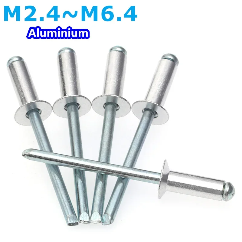 

M2.4 M2.8 M3 M3.2 M3.6 M4 M5 M6.4 Aluminium Mushroon Head Break Mandrel Blind Rivets Nail Pop Rivet For Furniture Car Aircraft