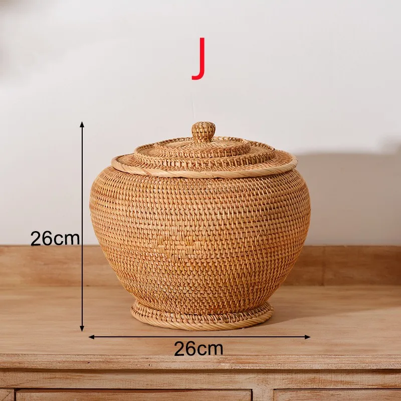 Creative Akifuji Woven Storage Basket Hand-held Rattan Sundry Tea Food Storage Box Kitchen Organizer and Storage Container