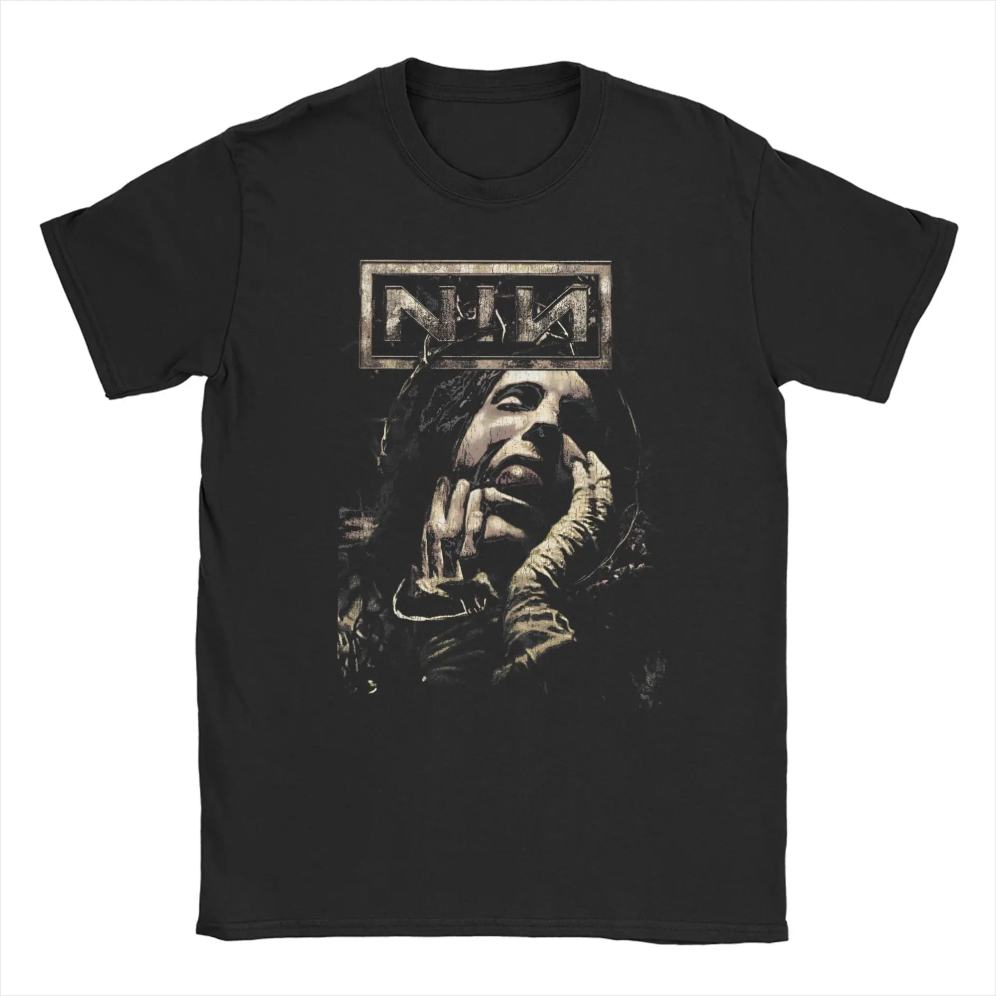 

Винтажные футболки NIN Rock Band Nine Inch Nails для мужчин и женщин с круглым вырезом, футболка из 100% хлопка, футболки с короткими рукавами, оригинальные топы