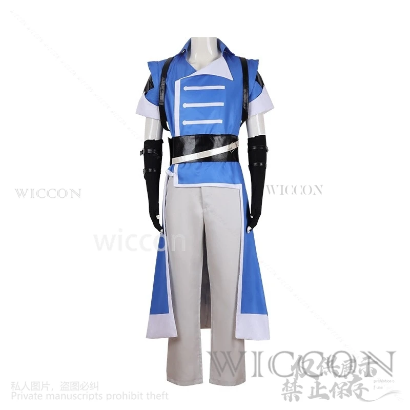 Costume de Cosplay de l'Anime Castlevania Nocturne Richter Belmont pour Homme, Uniforme Bleu, Haut, Pantalon, Perruque, pour Halloween, Noël, Personnalisé